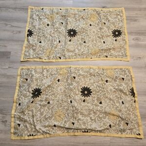 CHAPS Malabar Lot of 2 pillow Shams Yellow Black 39"×23" Floral
